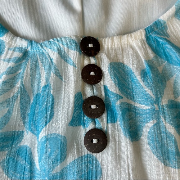 Papá Vancouver |Blue Floral Lined Mini Dress w/faux buttons, Size M resort wear - Picture 10 of 10